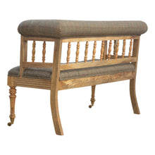 Hallway Bench Upholstered in Multi Tweed with Casters