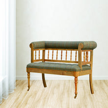 Hallway Bench Upholstered in Multi Tweed with Casters