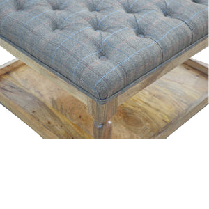 Multi Tweed Footstool with Shelf