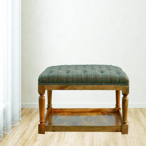 Multi Tweed Footstool with Shelf