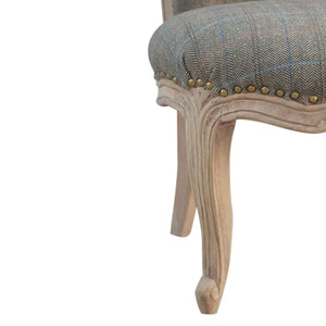 Petite French Chair Upholstered In Multi Tweed