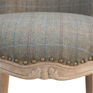Petite French Chair Upholstered In Multi Tweed