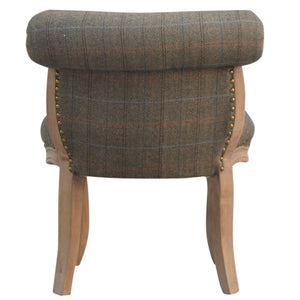 Petite French Chair Upholstered In Multi Tweed