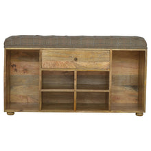 Shoe Storage Bench Upholstered in Multi Tweed