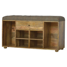 Shoe Storage Bench Upholstered in Multi Tweed