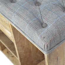 Shoe Storage Bench Upholstered in Multi Tweed