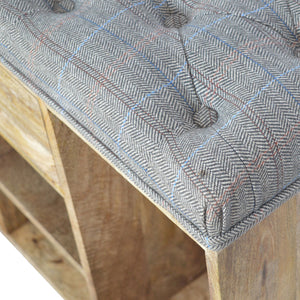 Shoe Storage Bench Upholstered in Multi Tweed