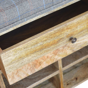 Shoe Storage Bench Upholstered in Multi Tweed