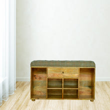 Shoe Storage Bench Upholstered in Multi Tweed