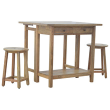 Solid Wood Breakfast Table With 2 Nesting Stools