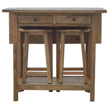 Solid Wood Breakfast Table With 2 Nesting Stools