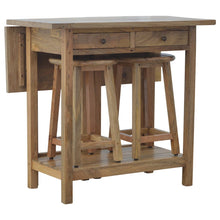 Solid Wood Breakfast Table With 2 Nesting Stools