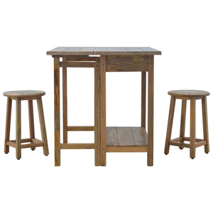 Solid Wood Breakfast Table With 2 Nesting Stools