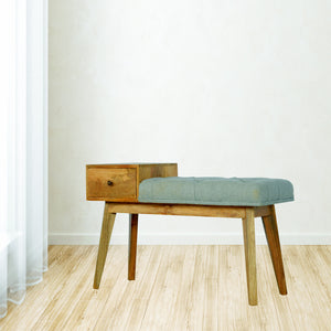 Grey Tweed Bench with 1 Drawer