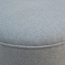 Round Nordic Styled Footstool in Grey Tweed