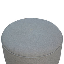 Round Nordic Styled Footstool in Grey Tweed