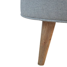 Round Nordic Styled Footstool in Grey Tweed