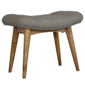 Curved Grey Tweed Bench/Foot Stool