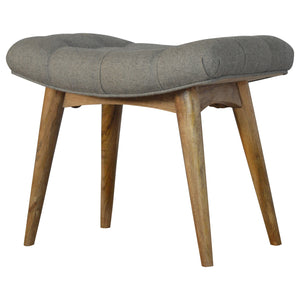 Curved Grey Tweed Bench/Foot Stool