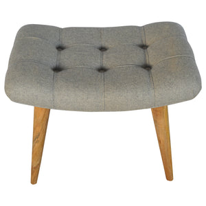 Curved Grey Tweed Bench/Foot Stool