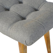Curved Grey Tweed Bench/Foot Stool