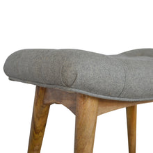 Curved Grey Tweed Bench/Foot Stool