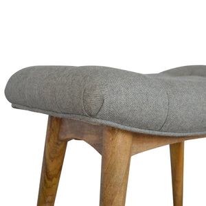 Curved Grey Tweed Bench/Foot Stool