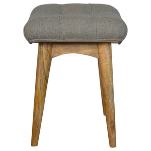 Curved Grey Tweed Bench/Foot Stool