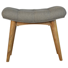Curved Grey Tweed Bench/Foot Stool