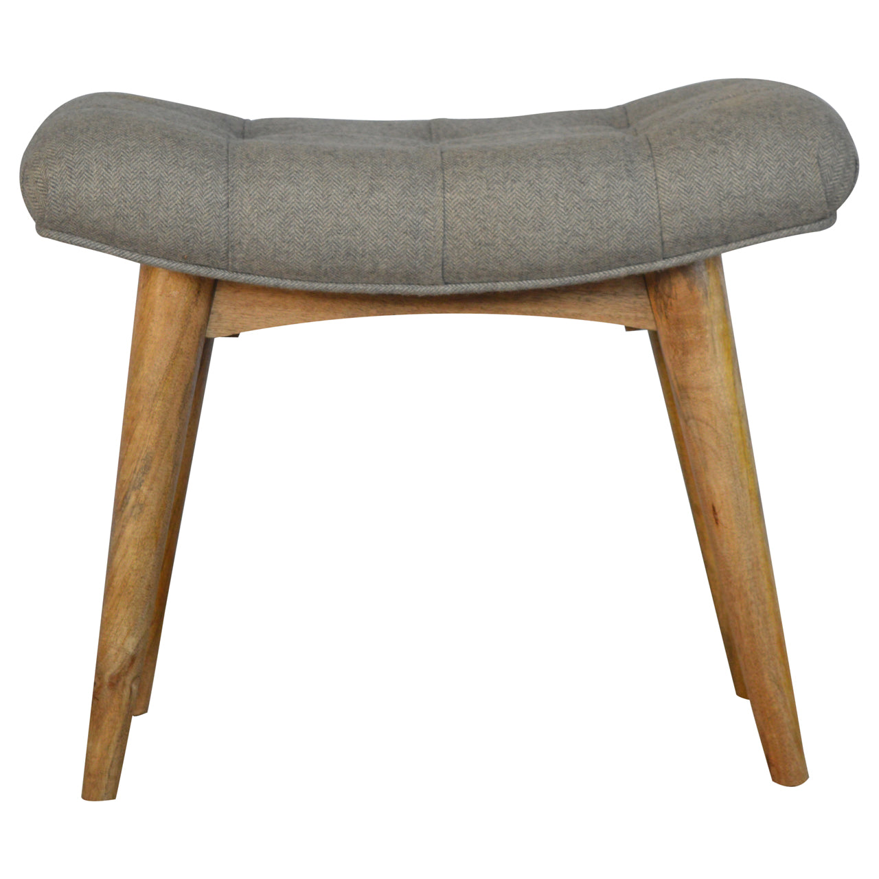 Curved Grey Tweed Bench/Foot Stool