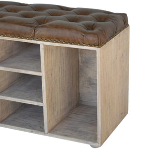 Buffalo Leather Shoe Bench