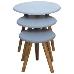 Grey Painted Stool Set of 3