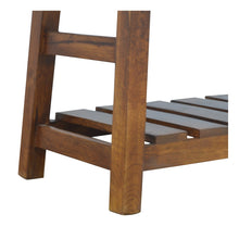 Low Buffalo Hide Hallway Bench with Slatted Lower Level Shelf