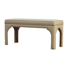 Mango Wood Occasional Bench Upholstered in Mud Linen
