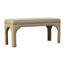 Mango Wood Occasional Bench Upholstered in Mud Linen