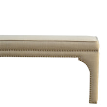 Mango Wood Occasional Bench Upholstered in Mud Linen