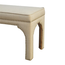 Mango Wood Occasional Bench Upholstered in Mud Linen