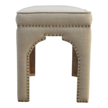 Mango Wood Occasional Bench Upholstered in Mud Linen
