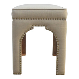 Mango Wood Occasional Bench Upholstered in Mud Linen