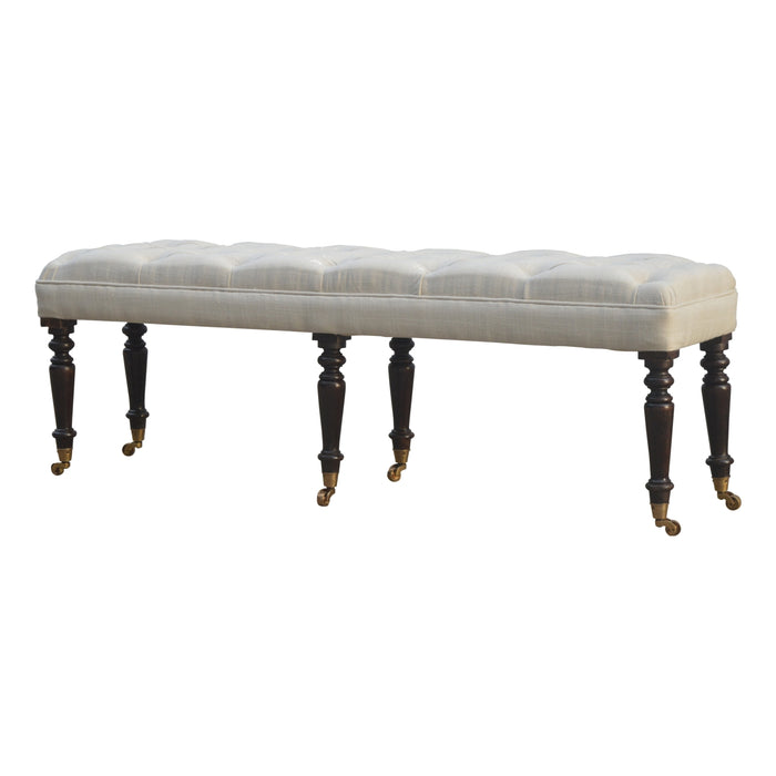 Mango Wood Hallway Bench with Castor Legs