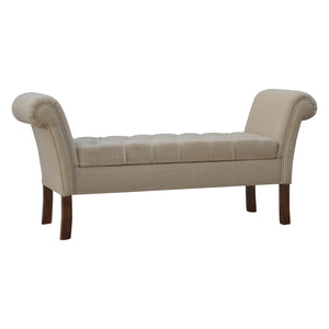 Linen French Style Hallway Bench With Lid-up Storage