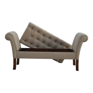 Linen French Style Hallway Bench With Lid-up Storage