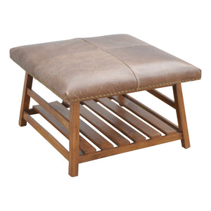 Buffalo Hide Square Foot Stool