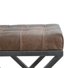 Industrial Cross Base D-Button Leather Seat Pad