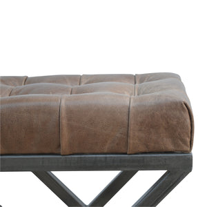 Industrial Cross Base D-Button Leather Seat Pad