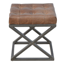 Industrial Cross Base D-Button Leather Seat Pad