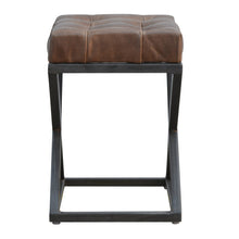 Industrial Cross Base D-Button Leather Seat Pad