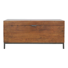 Industrial Wooden Storage Box with Metal Base