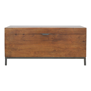 Industrial Wooden Storage Box with Metal Base