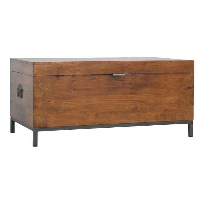 Industrial Wooden Storage Box with Metal Base